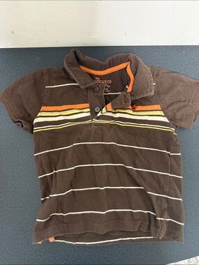 Brown Striped Polo Shirt for Kids 90’s Y2K